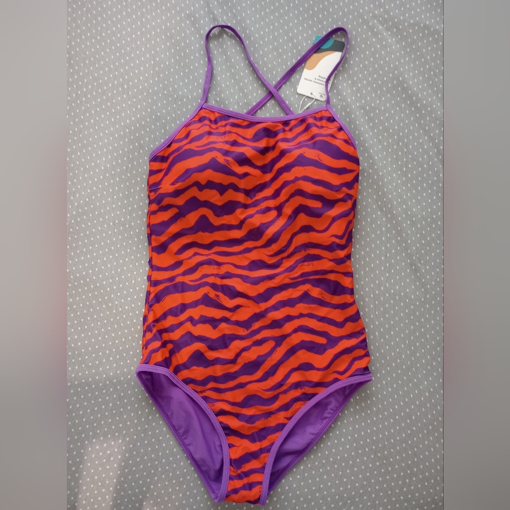 NWT Purple and Orange Women's One Piece Swimsuit M Medium